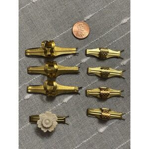 Vintage Metal Hair Barrettes With Metal Clasps 8 Pieces